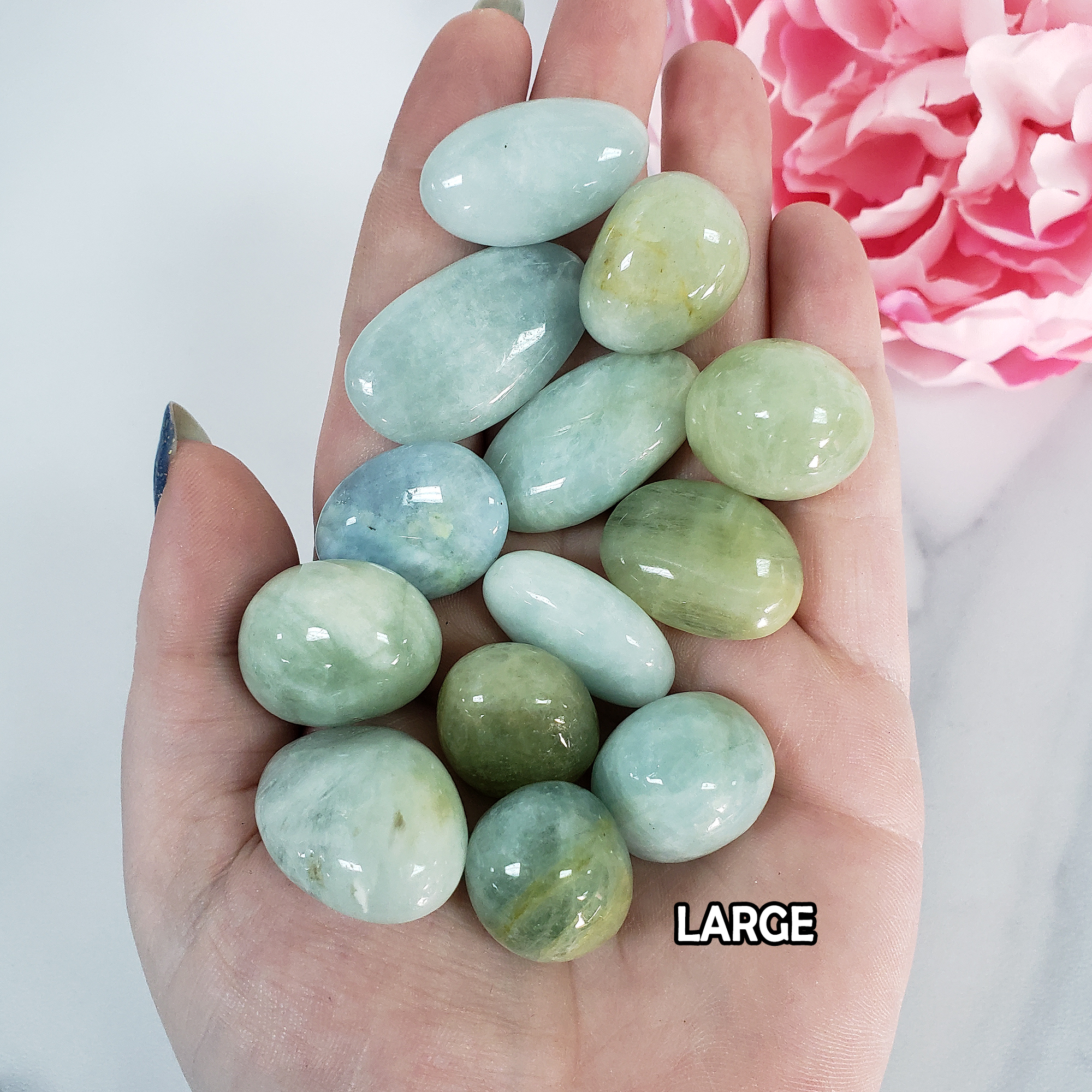 Aquamarine Blue & Green Beryl Natural Crystal Tumbled Stone | Multiple Sizes - 3