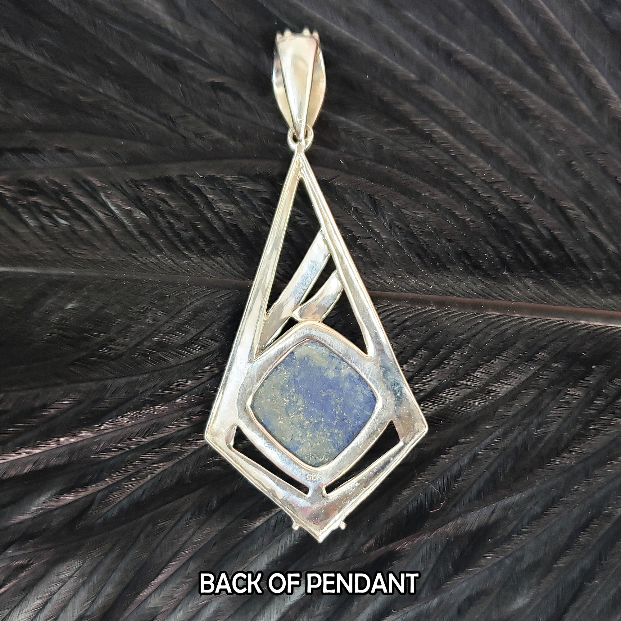 Unique Lapis Lazuli Crystal Natural Gemstone 925 Sterling Silver Pendant | Architect - 3