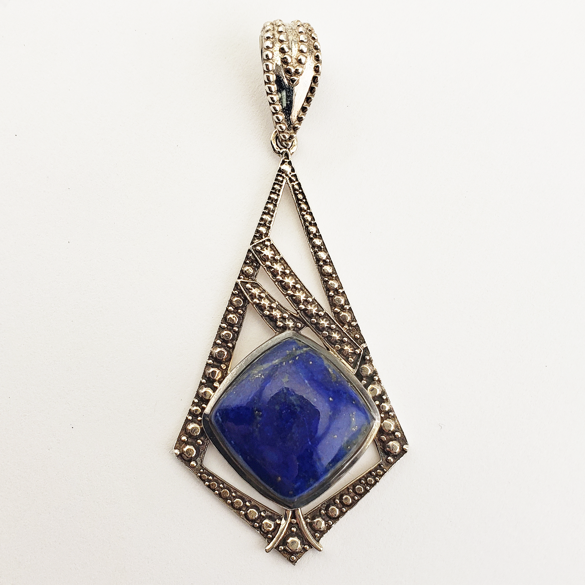 Unique Lapis Lazuli Crystal Natural Gemstone 925 Sterling Silver Pendant | Architect