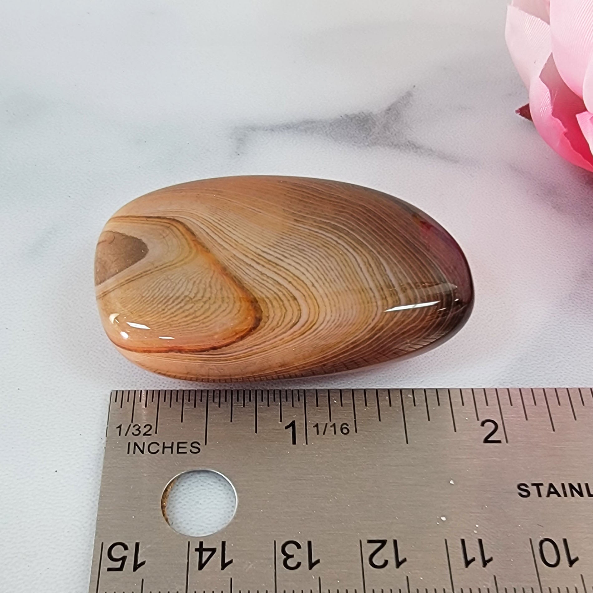 Unique Banded Carnelian Agate Stone Natural Crystal Freeform Palm Stone | Howell