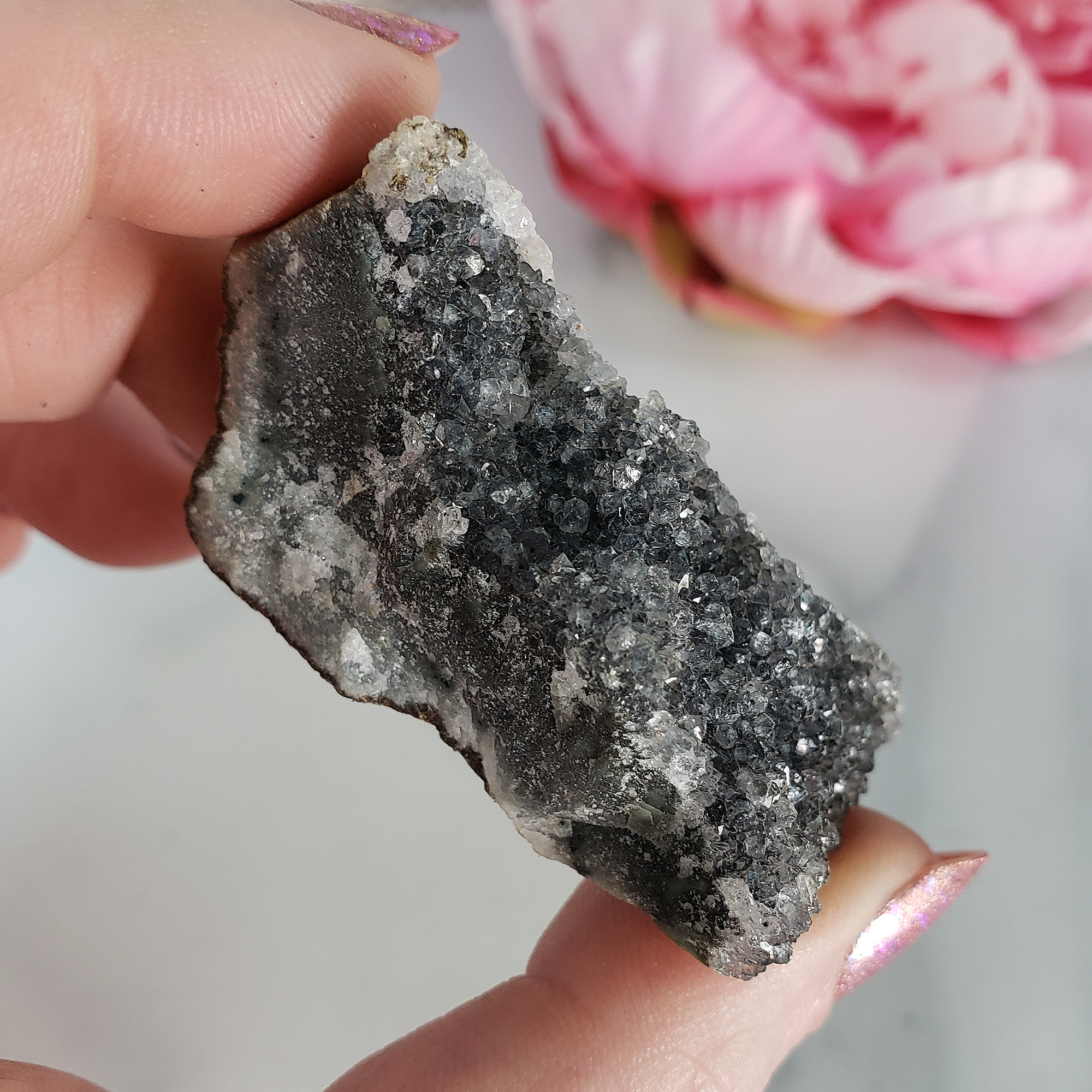 Unique Druzy Black Amethyst Included Quartz Crystal Cluster Natural Gemstone | Beauty - 2