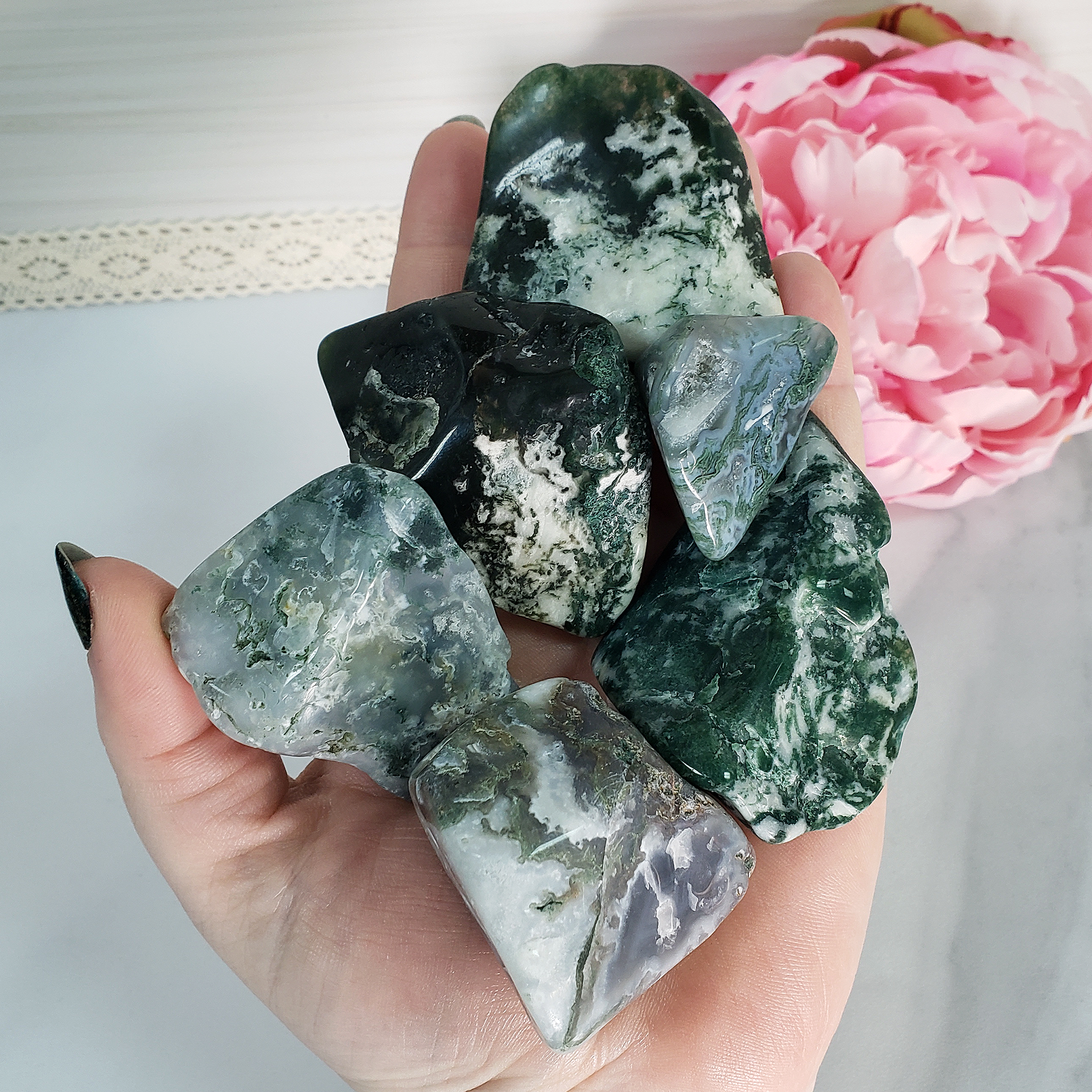 Moss Agate Crystal Natural Gemstone Tumbled Stone | Freeform | Multiple Sizes! - A