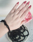 Black Obsidian Crystal Natural Gemstone Chip Bead Bracelet - Crystal Bracelets for Metaphysical Protection