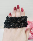 Black Obsidian Crystal Natural Gemstone Chip Bead Bracelet - Bracelet Stack