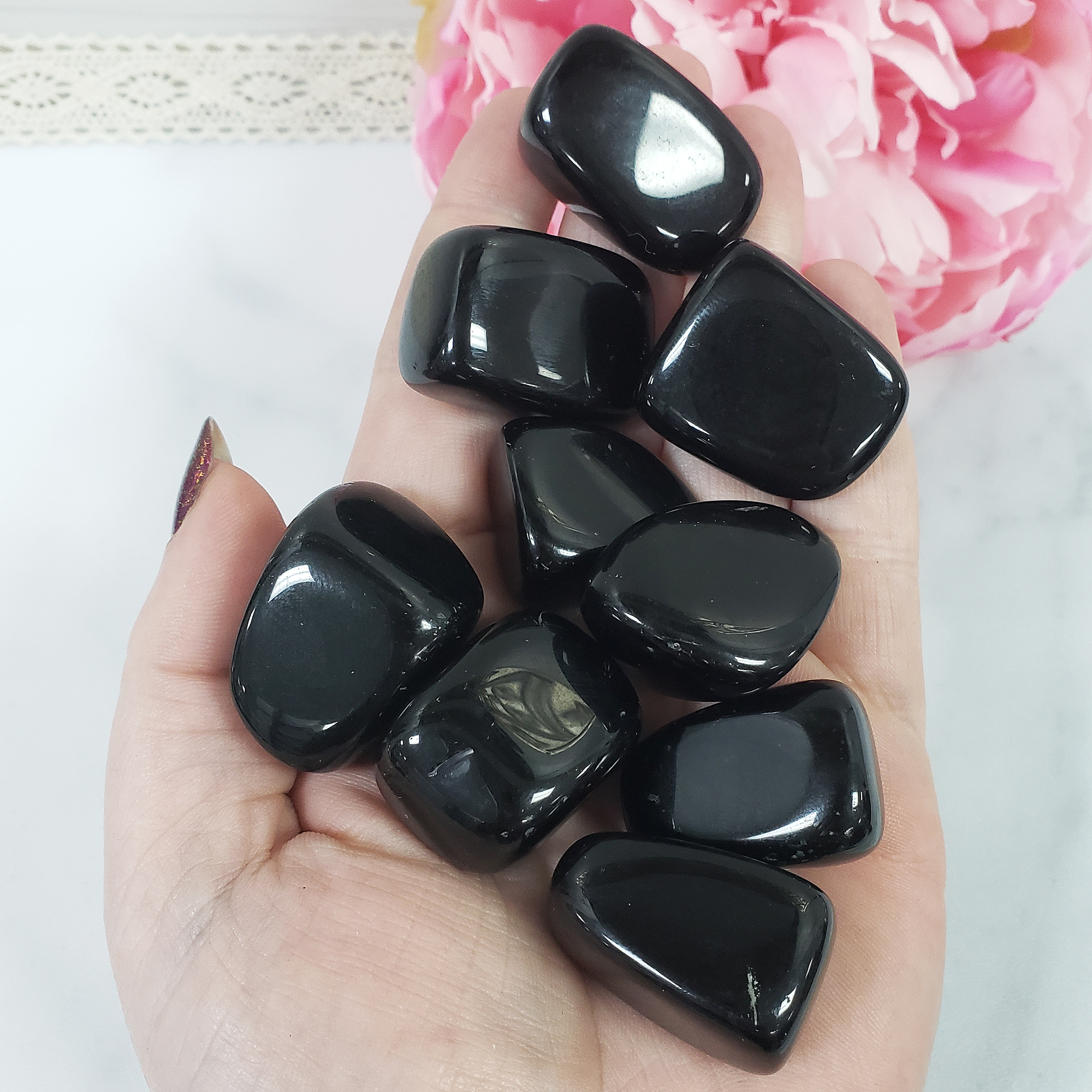 Black Obsidian Crystal Natural Gemstone Tumbled Stone | One Stone - 1