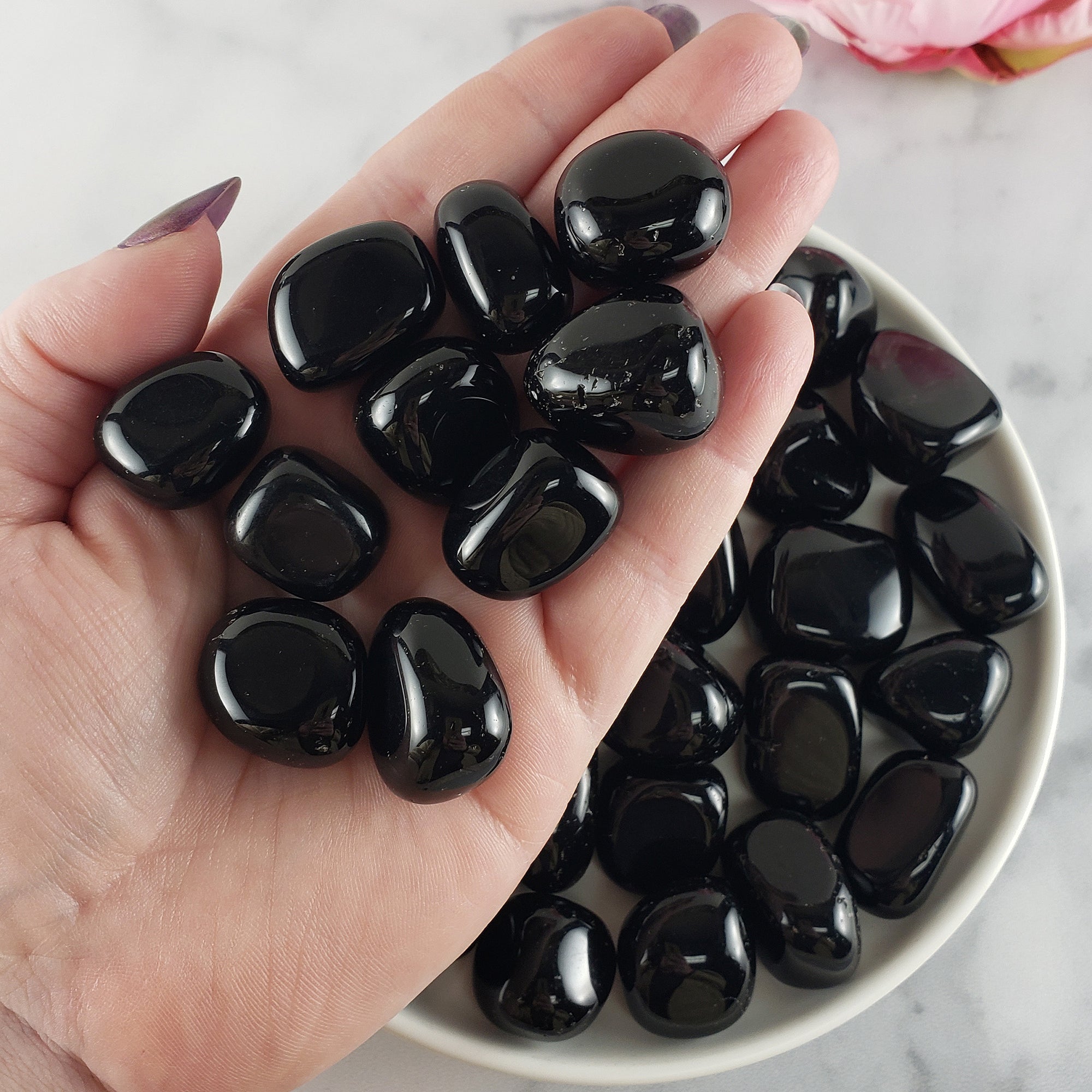 Black Obsidian Crystal Natural Gemstone Tumbled Stone | Root Chakra Crystals