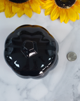 Spooky Black Pumpkin Glass Bowl | Container with Lid | Halloween Home Decor - Size Comparison