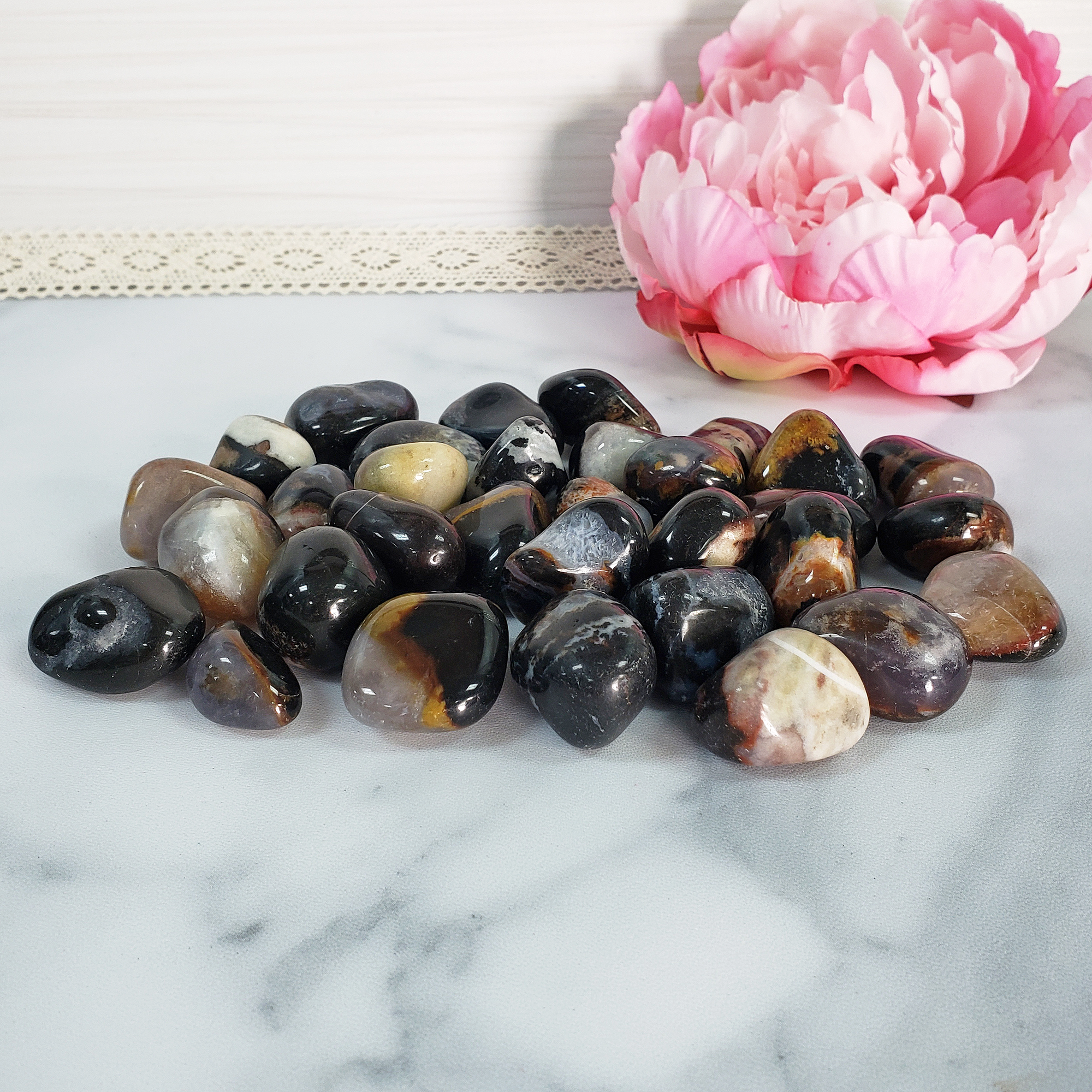 Black Sardonyx Stone Natural Crystal Tumbled Stone - 8