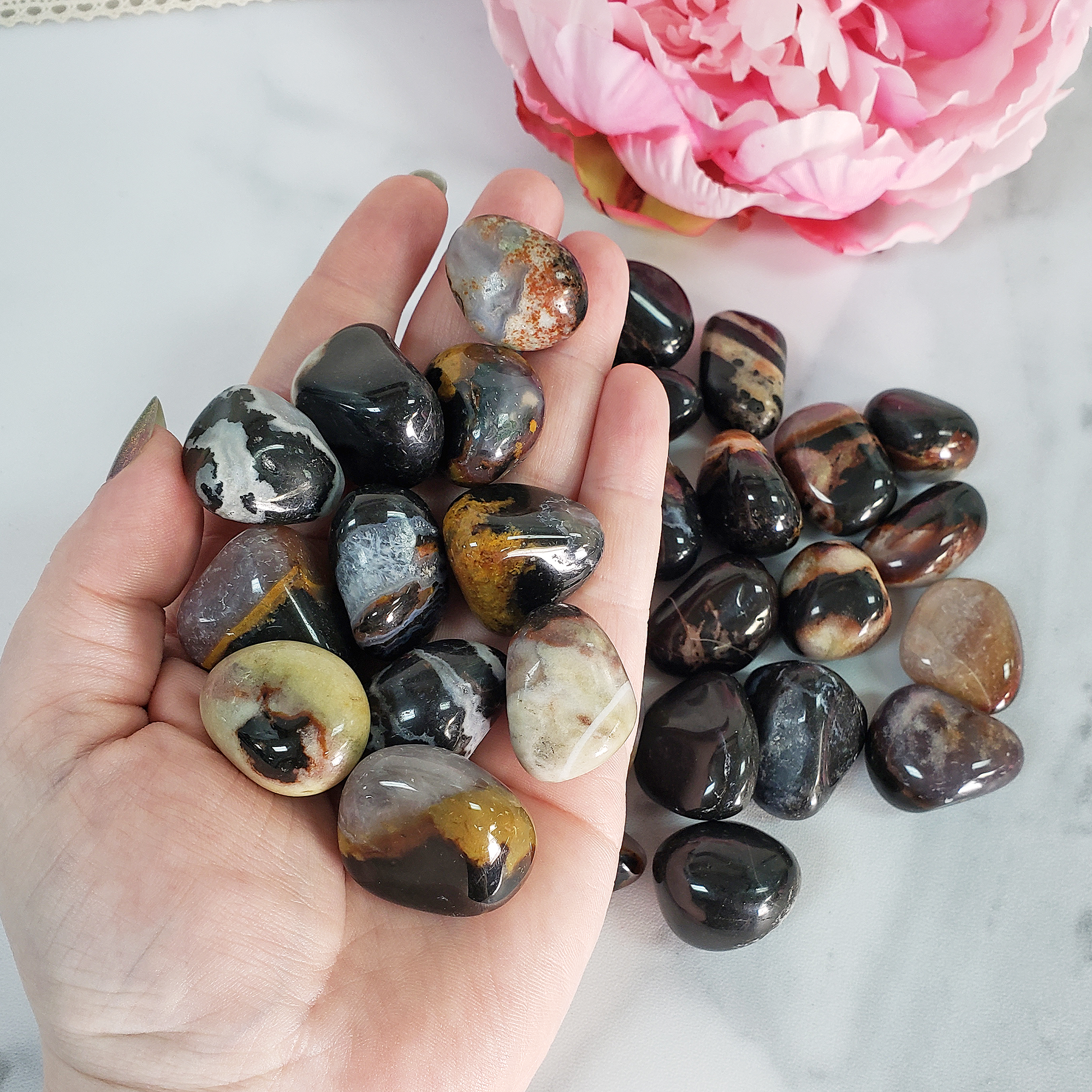 Black Sardonyx Stone Natural Crystal Tumbled Stone - 6