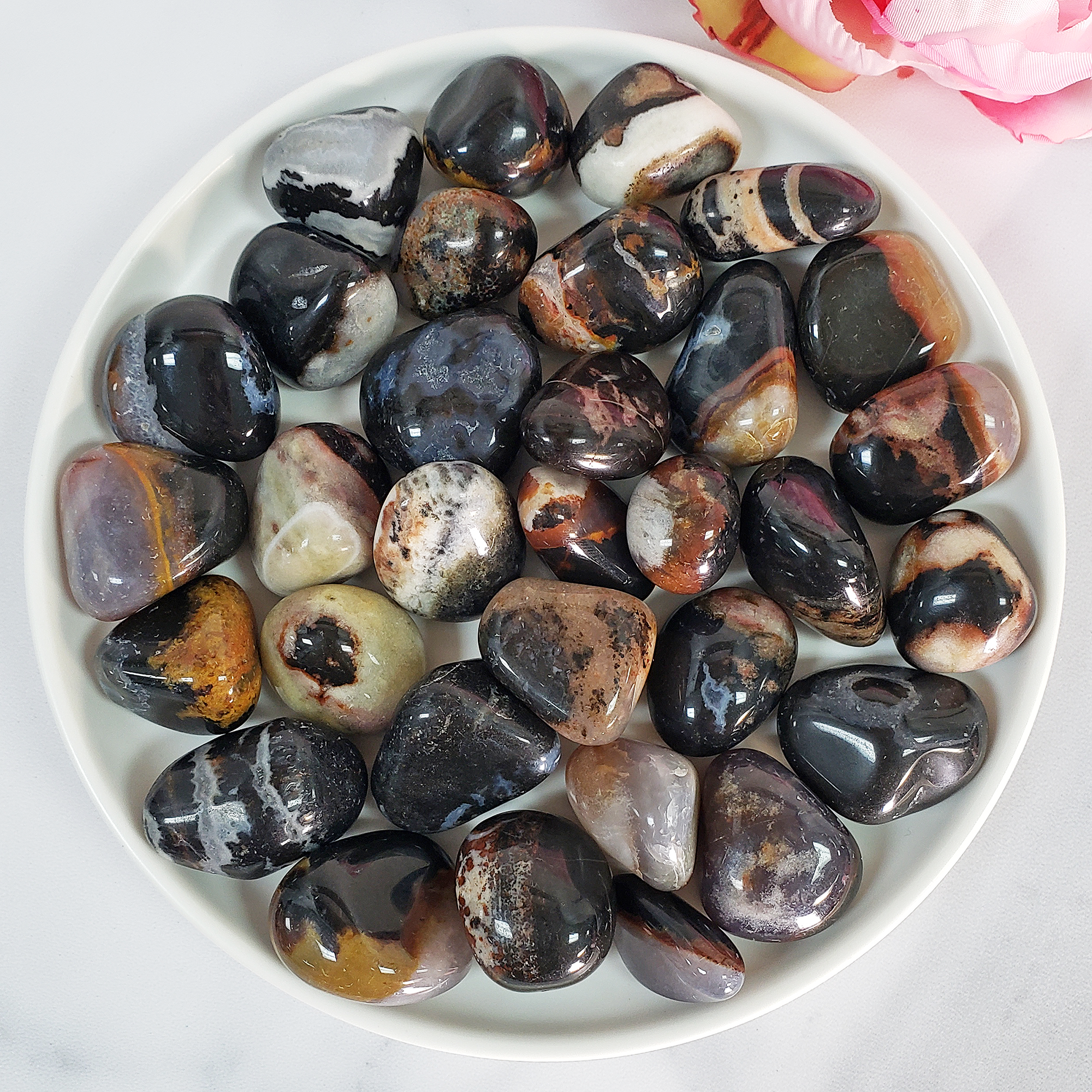 Black Sardonyx Stone Natural Crystal Tumbled Stone - 2