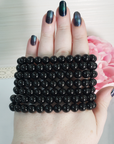 Black Tourmaline Crystal Natural Gemstone 7-8mm Beaded Bracelet - 3