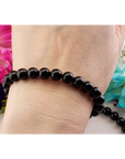 Black Tourmaline Crystal Natural Gemstone 7-8mm Beaded Bracelet - 4