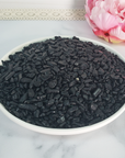 Black Tourmaline Stone Natural Crystal Chips By the Ounce - White Dish