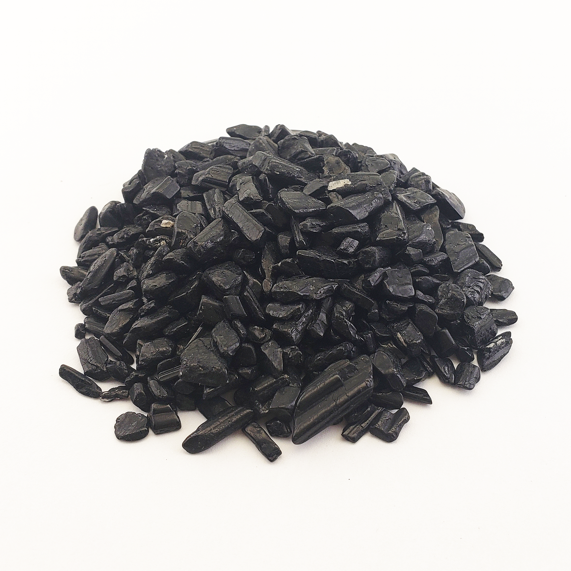 Black Tourmaline Stone Natural Crystal Chips By the Ounce - White Background 2