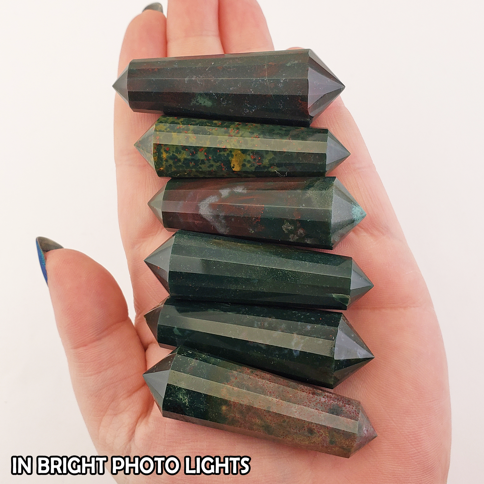 Bloodstone Natural Gemstone Double Terminated Crystal Wand - 4