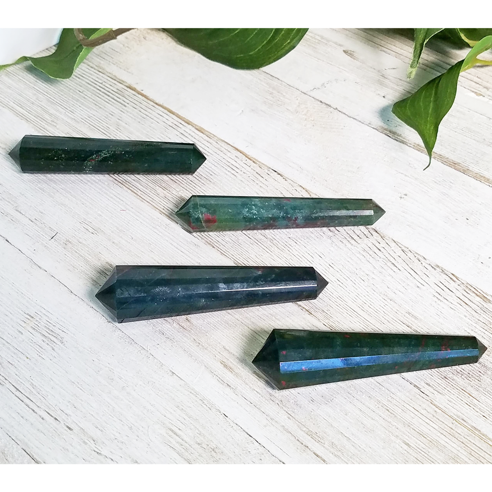 Bloodstone Natural Gemstone Double Terminated Crystal Wand - 6