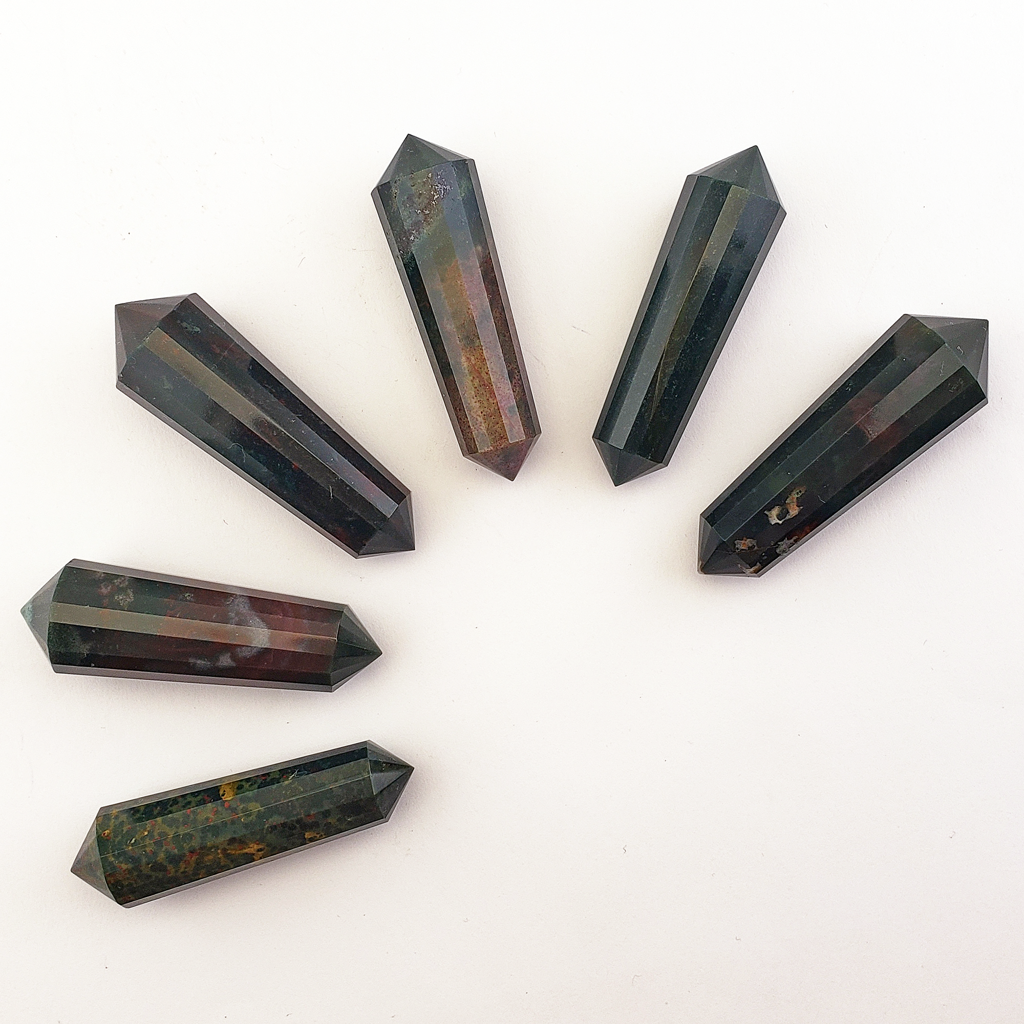 Bloodstone Natural Gemstone Double Terminated Crystal Wand - 1