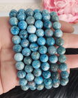 Blue Apatite Crystal Natural Gemstone 8mm Bead Bracelet - 3