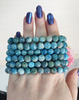 Blue Apatite Crystal Natural Gemstone 8mm Bead Bracelet - 1