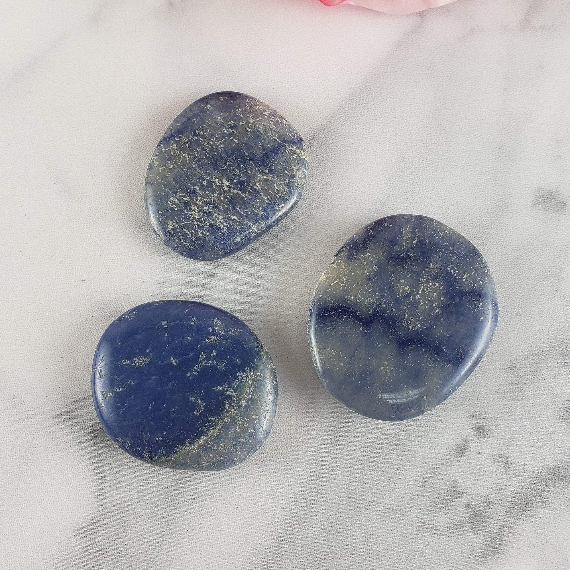 Blue Quartz Blue Aventurine Natural Gemstone Palm Stone Worry Stone Meditation Tool - Throat Chakra - 3