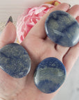 Blue Quartz Blue Aventurine Natural Gemstone Palm Stone Worry Stone Meditation Tool - Throat Chakra