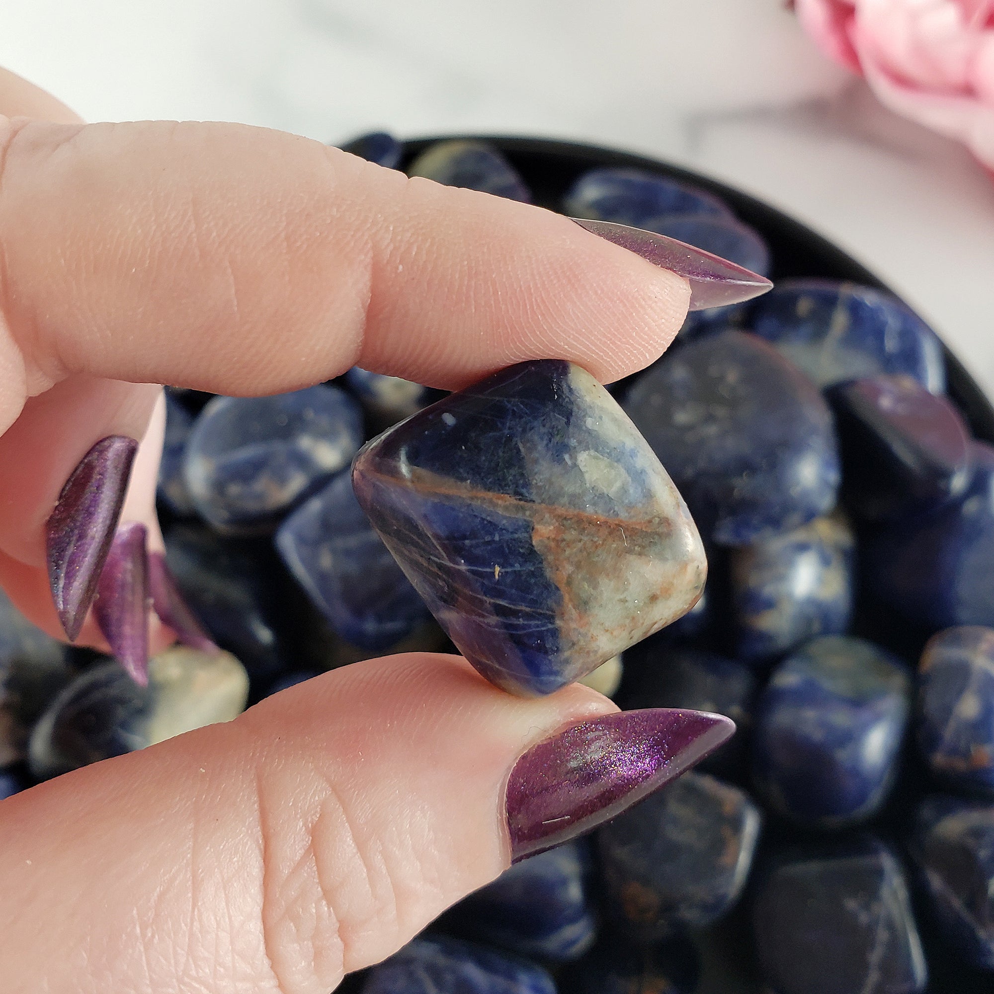 Blue Sodalite Crystal Natural Gemstone Freeform Tumbled Stone | Throat Chakra Gems