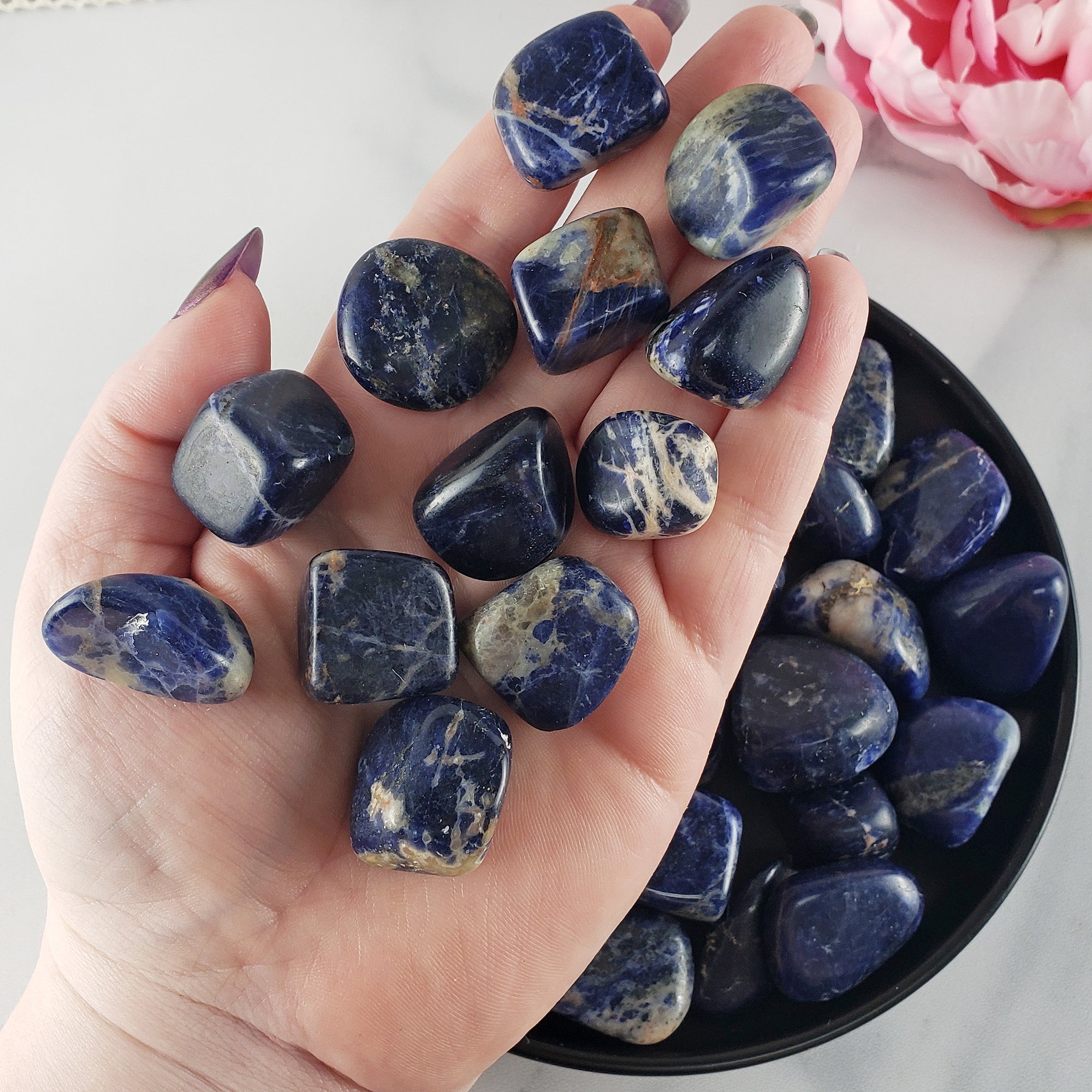 Blue Sodalite Crystal Natural Gemstone Freeform Tumbled Stone | Throat Chakra Stones