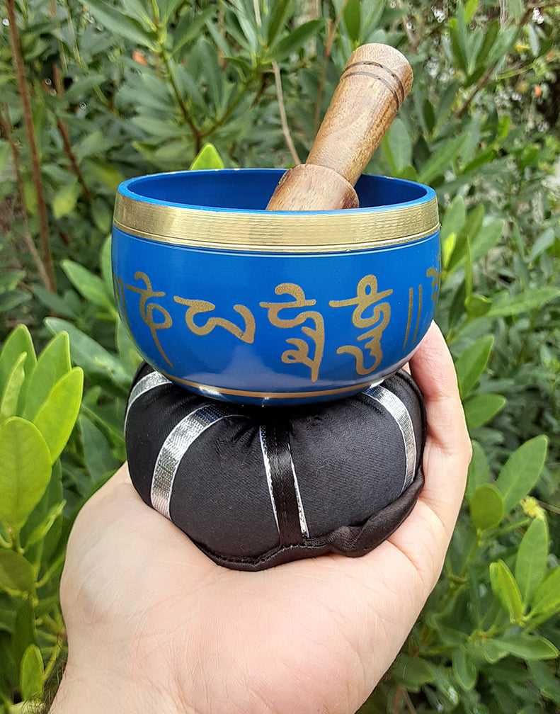Blue Singing Bowl Gift Set - Meditation &amp; Stress Relief