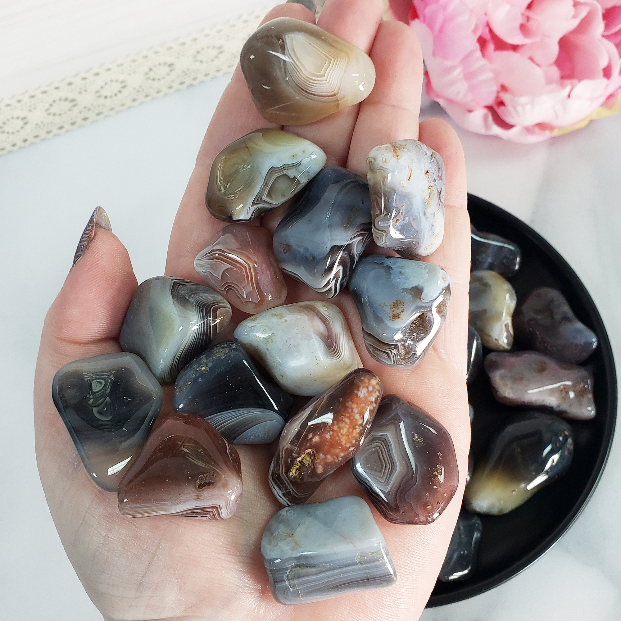 Botswana Agate Crystal Natural Gemstone Tumbled Stone | One Stone - 2