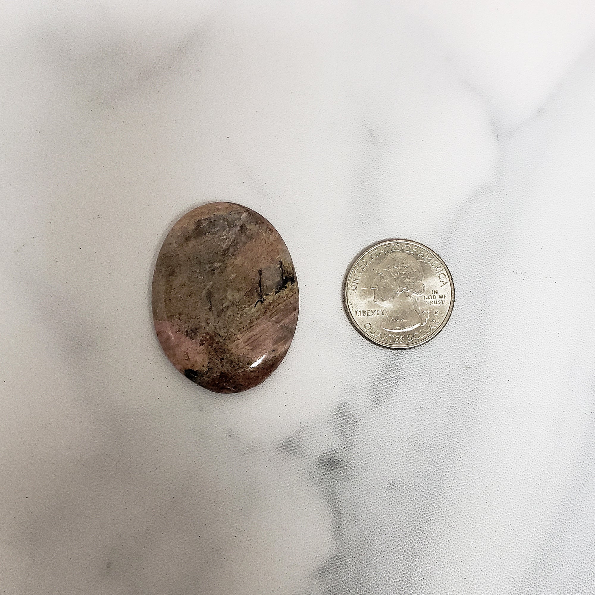 Unique 82 Carat Rhodonite Crystal Natural Stone Cabochon | Camellia - 2