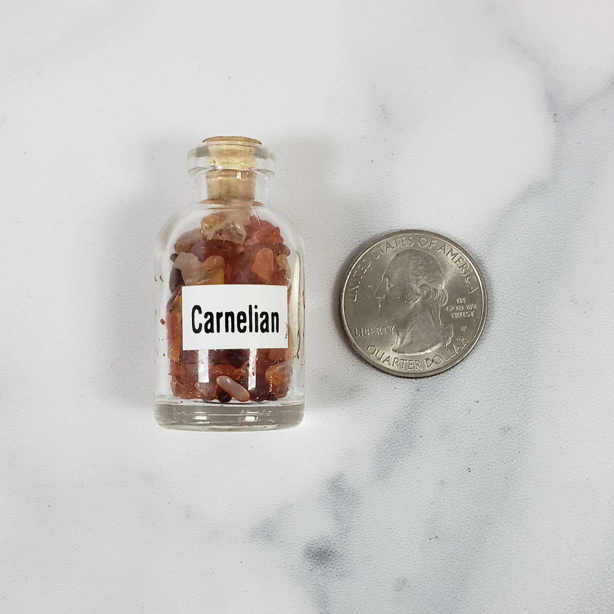 Carnelian Crystal Natural Gemstone Chips in Glass Bottle - 4