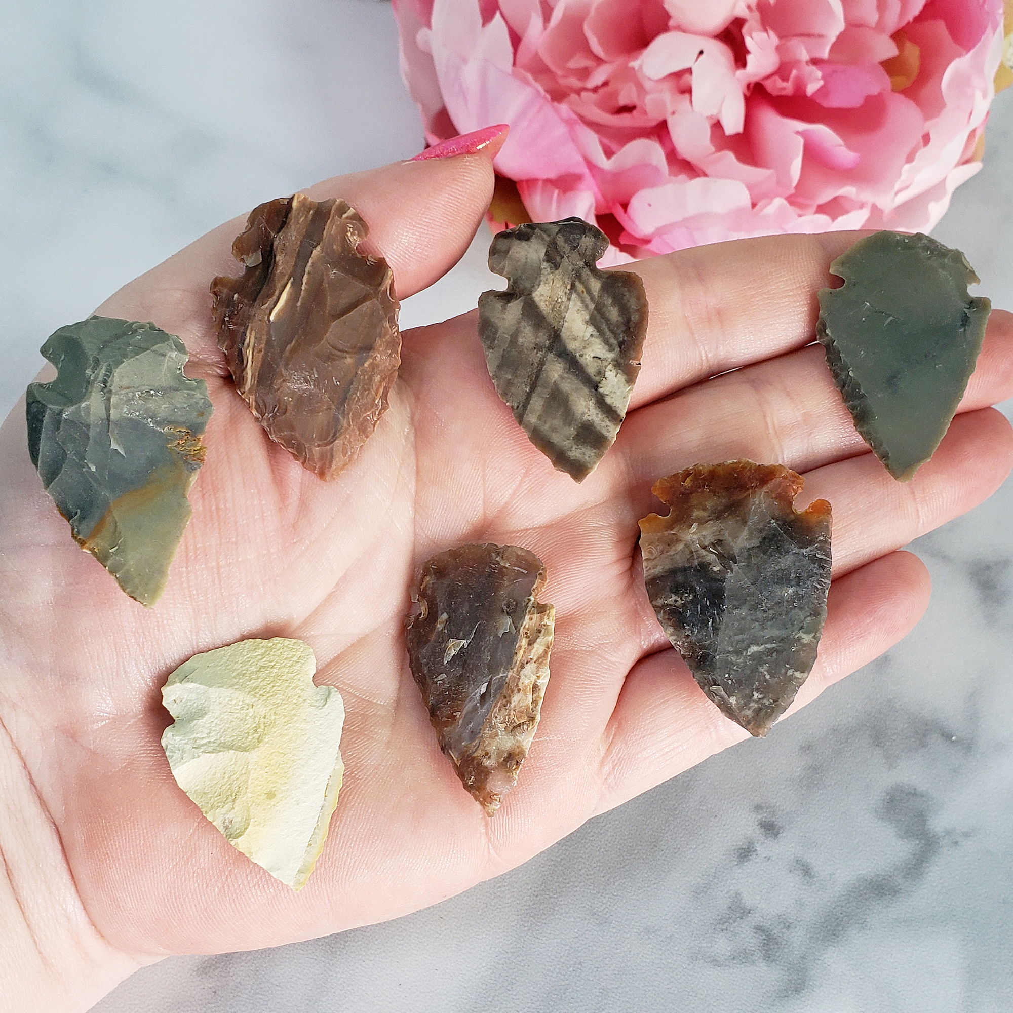 Chert Rock & Jasper Gemstone Hand Knapped Natural Stone Arrowhead - 1