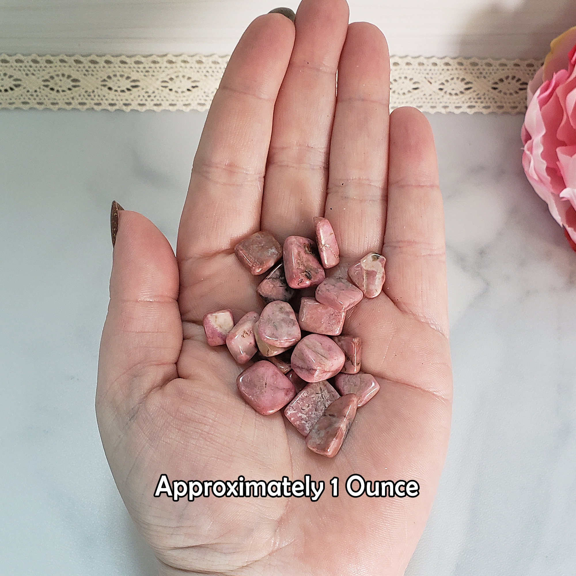 Rhodonite Crystal Pebbles Natural Gemstone Chips By the Ounce - One Ounce of Rhodonite Chips