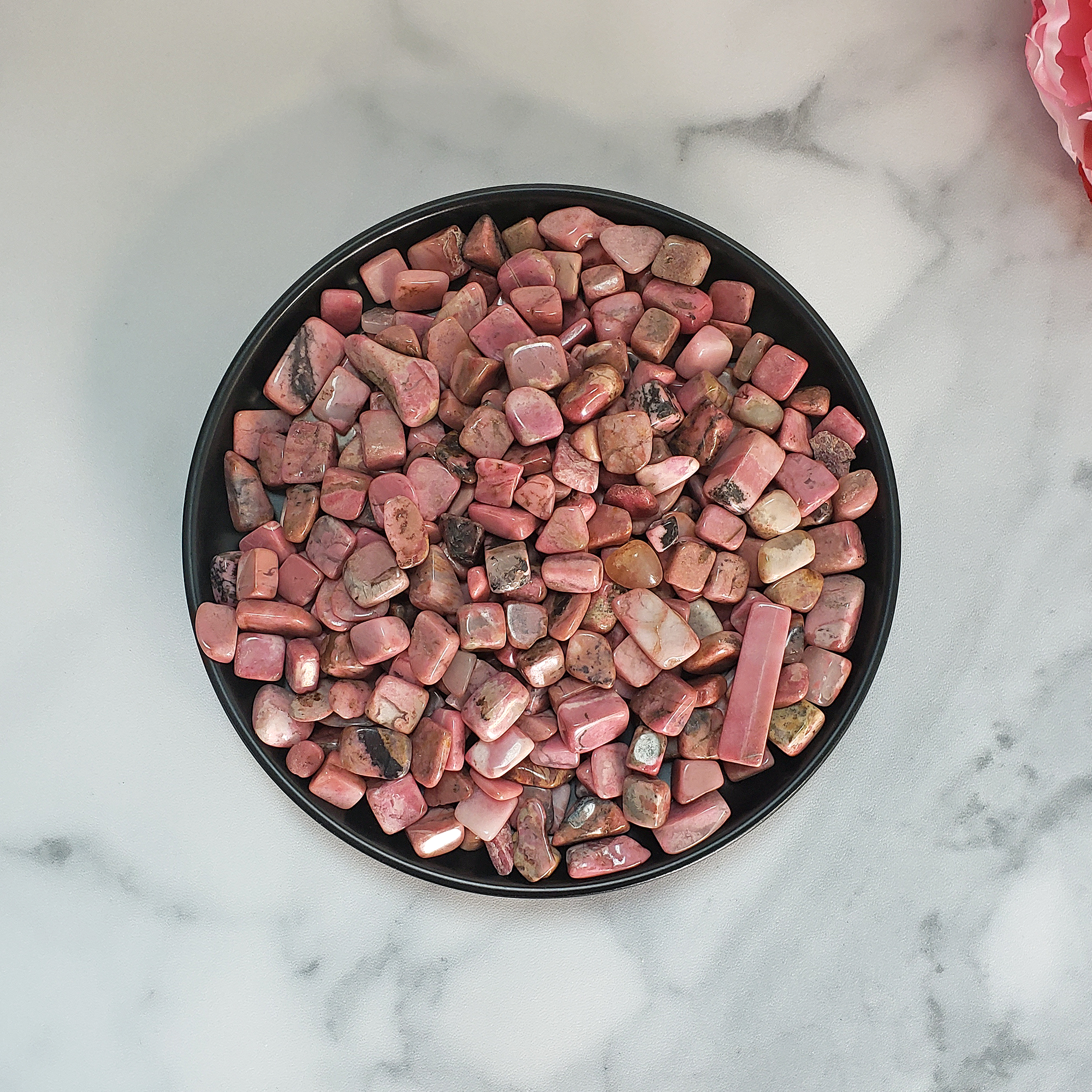 Rhodonite Crystal Pebbles Natural Gemstone Chips By the Ounce