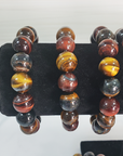 Multi Tigers Eye Crystal Natural Gemstone 10-12mm Bead Bracelet - Close Up 2