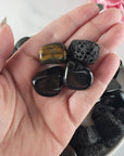 Tumbled Stones Natural Crystal Set for Cleansing & Spiritual Protection | Shungite, Obsidian, Tigers Eye, Lava Rock - Psychic Attacks, Energy Vampirism