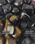 Tumbled Stones Natural Crystal Set for Cleansing & Spiritual Protection | Shungite, Obsidian, Tigers Eye, Lava Rock - Cleansing Negative Energy, Dissolve Spiritual Blockages