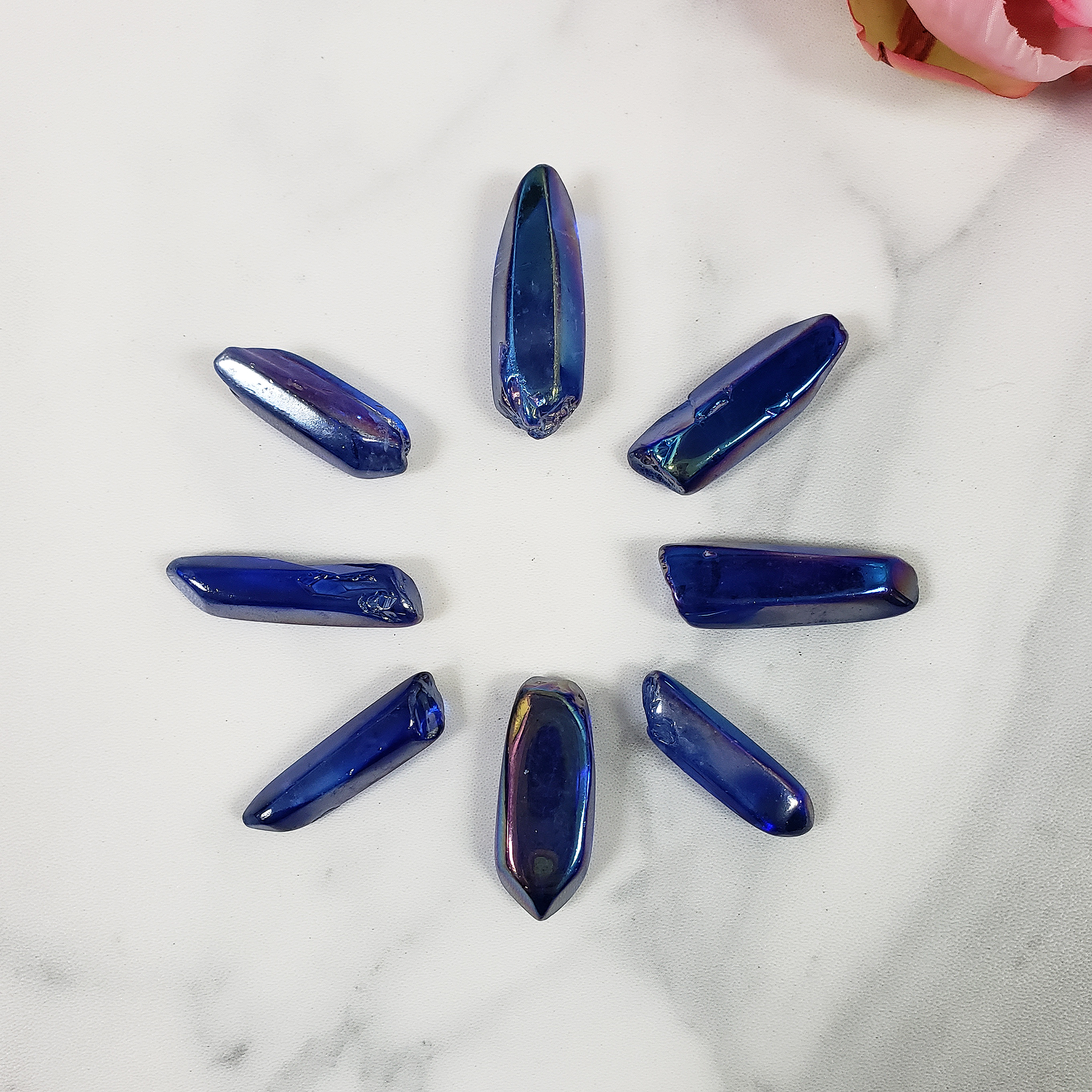 Cobalt Blue Aura Quartz Crystal Semi-Tumbled Gemstone Point | Undrilled - 1