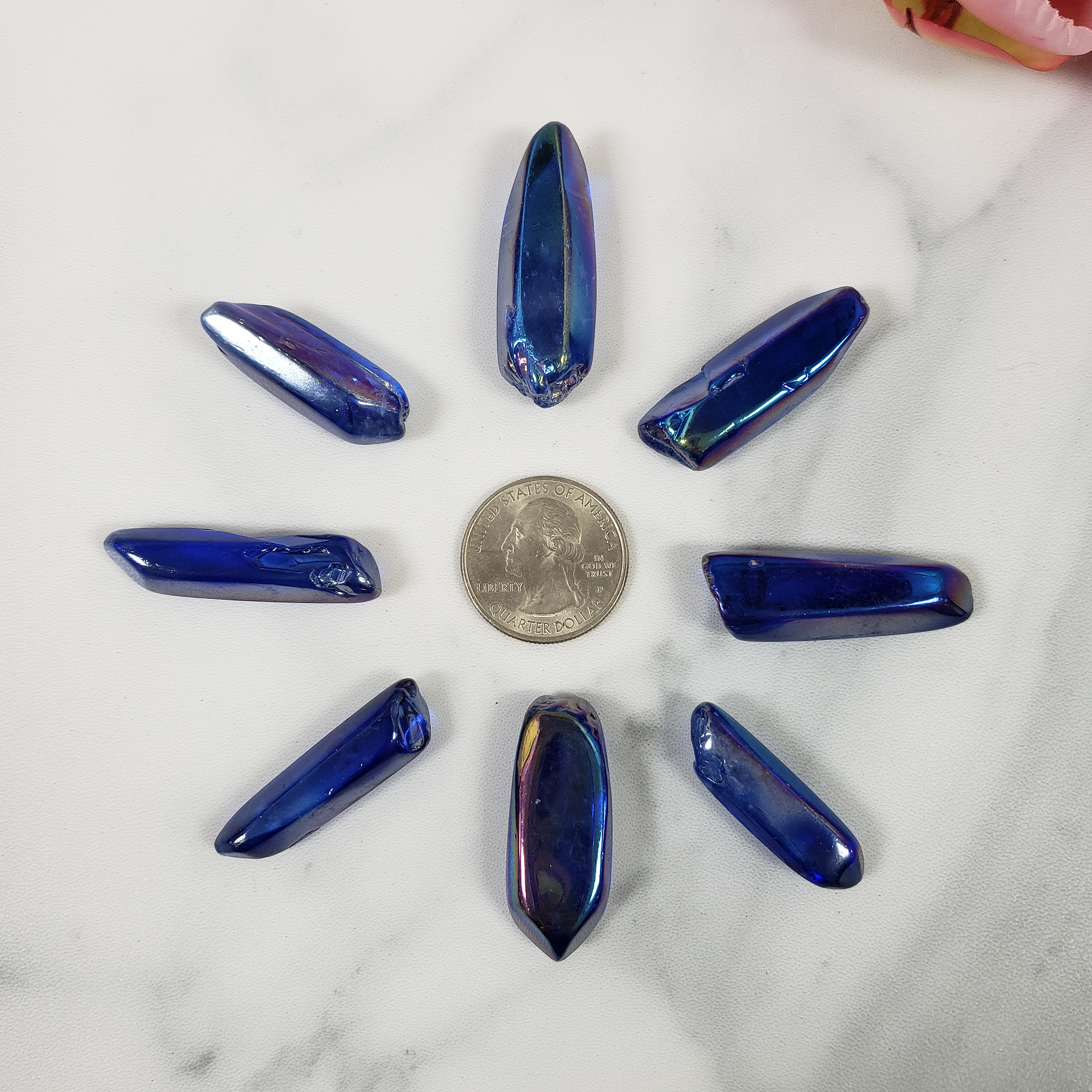 Cobalt Blue Aura Quartz Crystal Semi-Tumbled Gemstone Point | Undrilled - 2