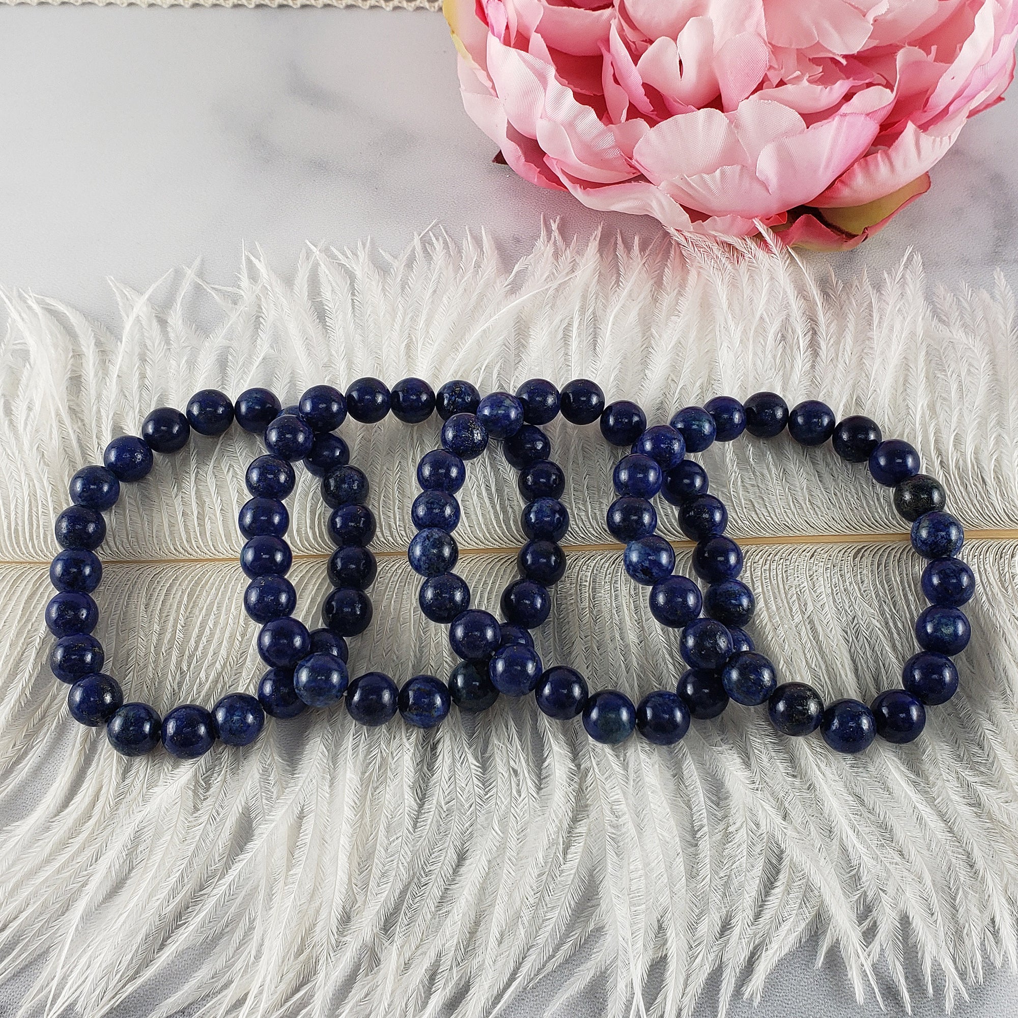 Lapis Lazuli Crystal Color Enhanced Gemstone 7-8mm Bead Bracelet