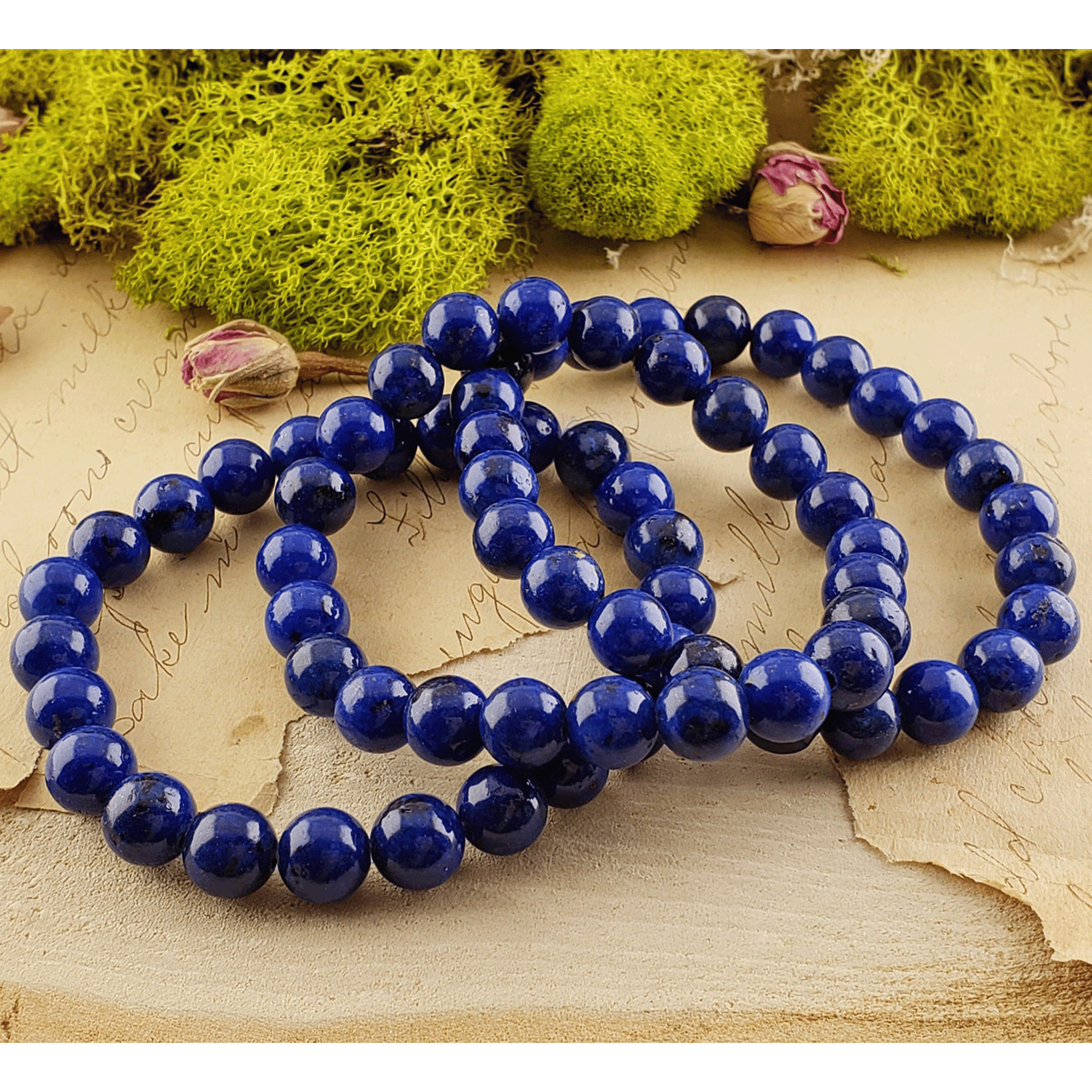 Lapis Lazuli Crystal Color Enhanced Gemstone 7-8mm Bead Bracelet
