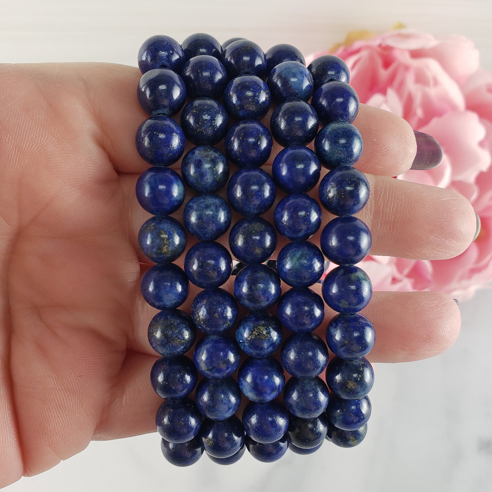 Lapis Lazuli Crystal Color Enhanced Gemstone 7-8mm Bead Bracelet