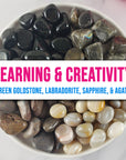 Crystal Set for Learning & Creativity | Labradorite, Agate, Green Goldstone, Sapphire