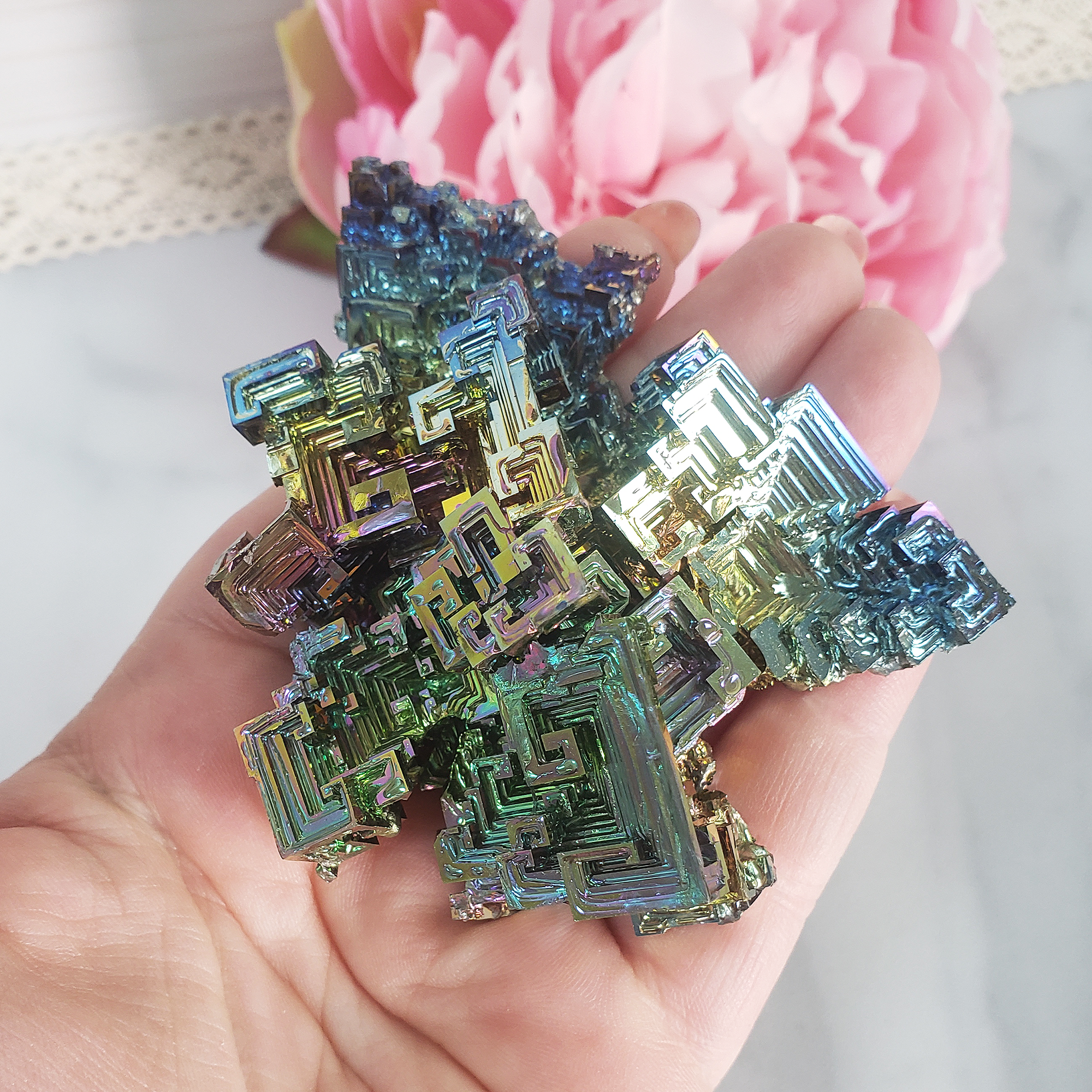 Unique Jumbo Bismuth Crystal Cluster | Curcubeu - 1