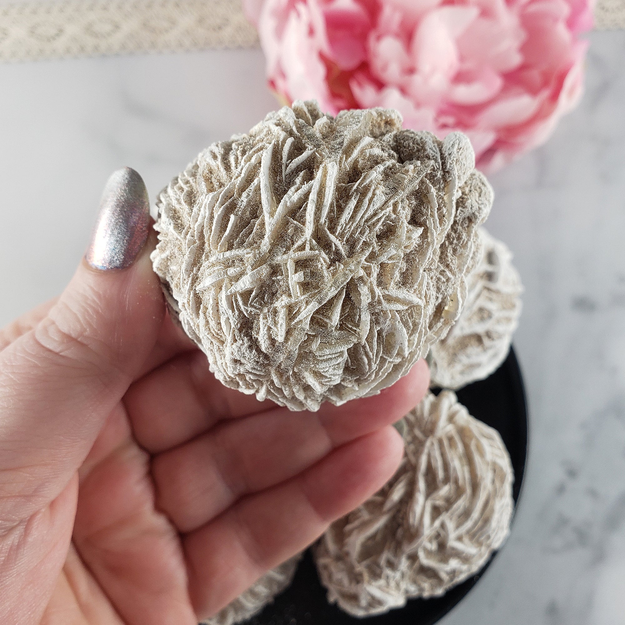 Desert Rose Selenite Crystal Cluster Rough Mineral Formation | Heat Treated - 12