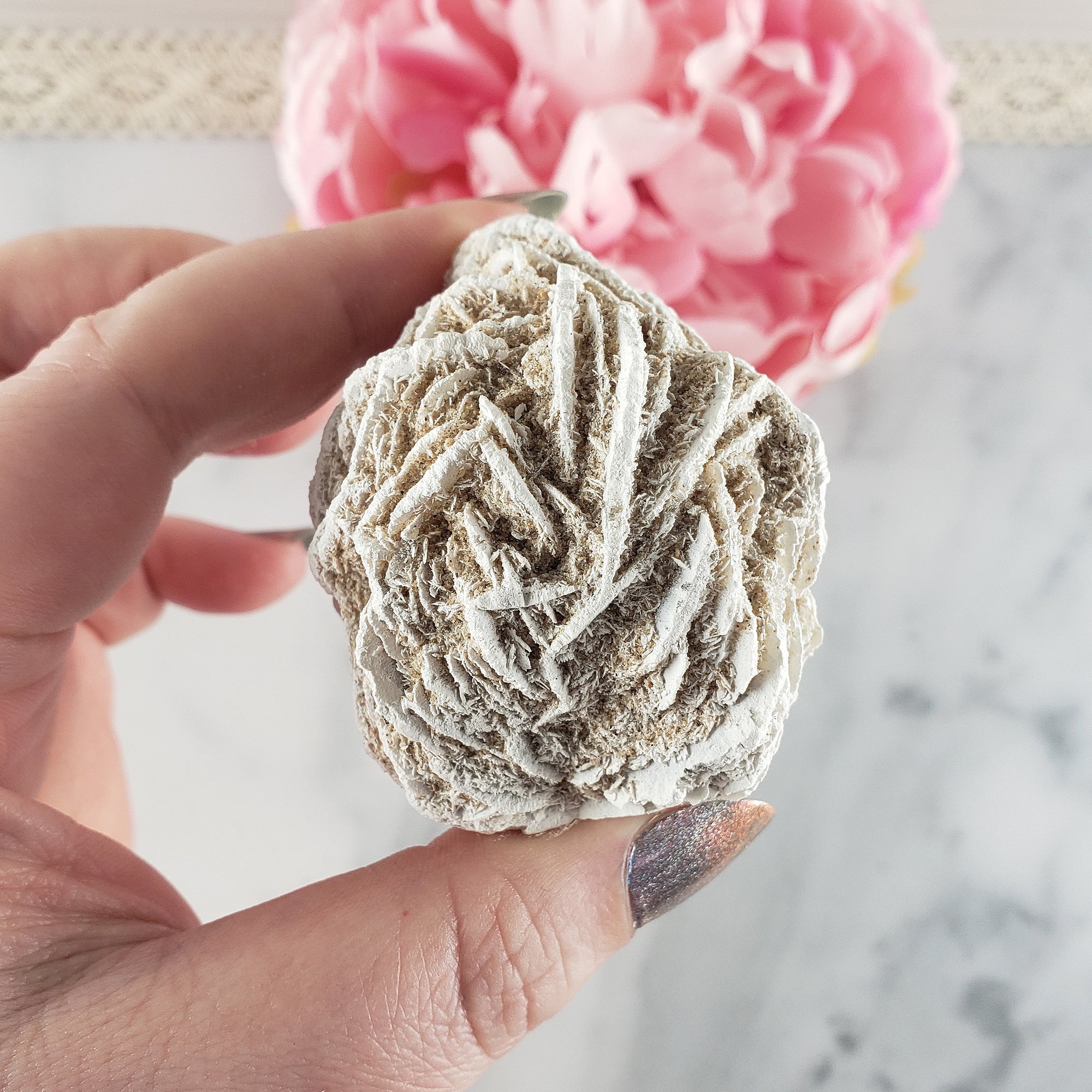 Desert Rose Selenite Crystal Cluster Rough Mineral Formation | Heat Treated - 6