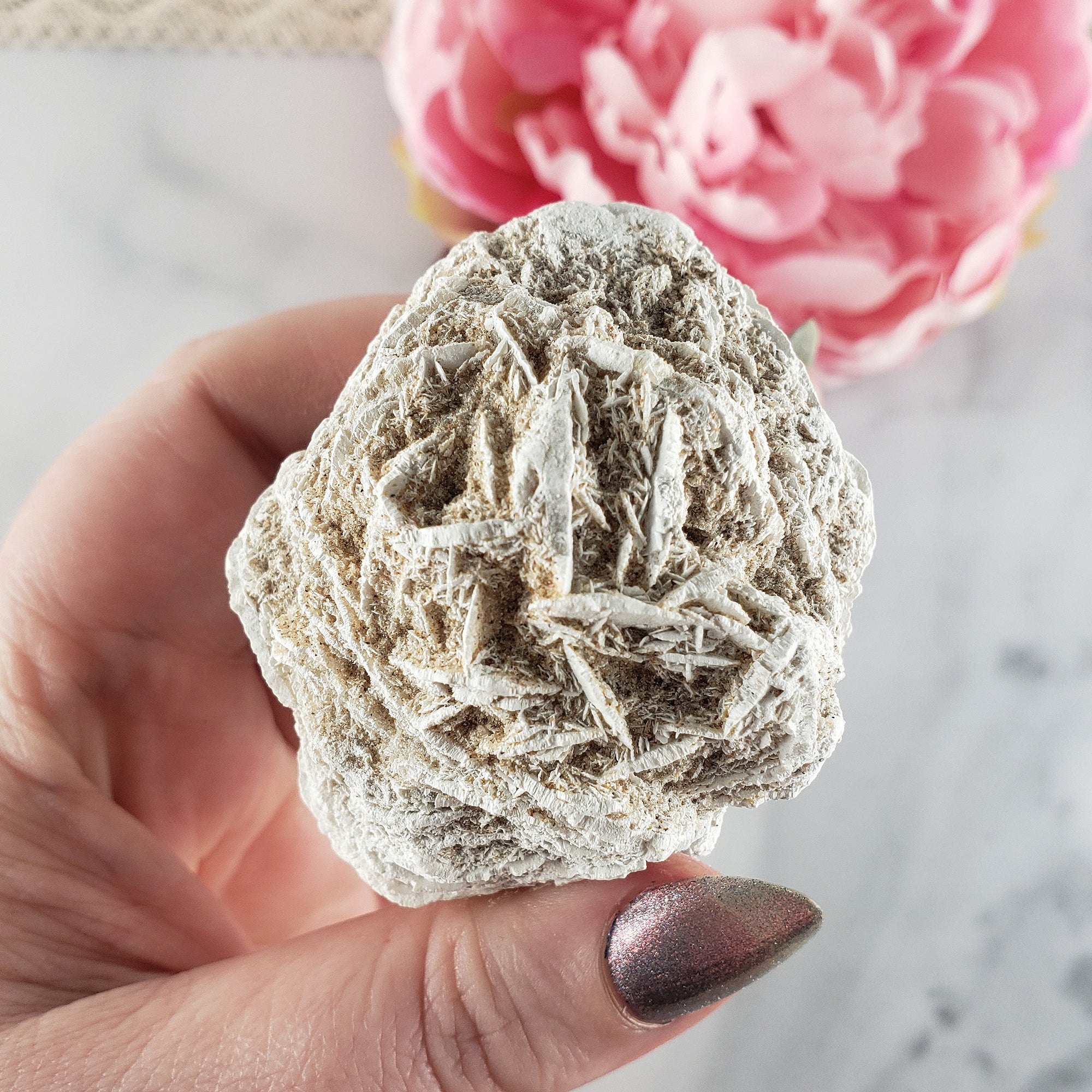 Desert Rose Selenite Crystal Cluster Rough Mineral Formation | Heat Treated - 8