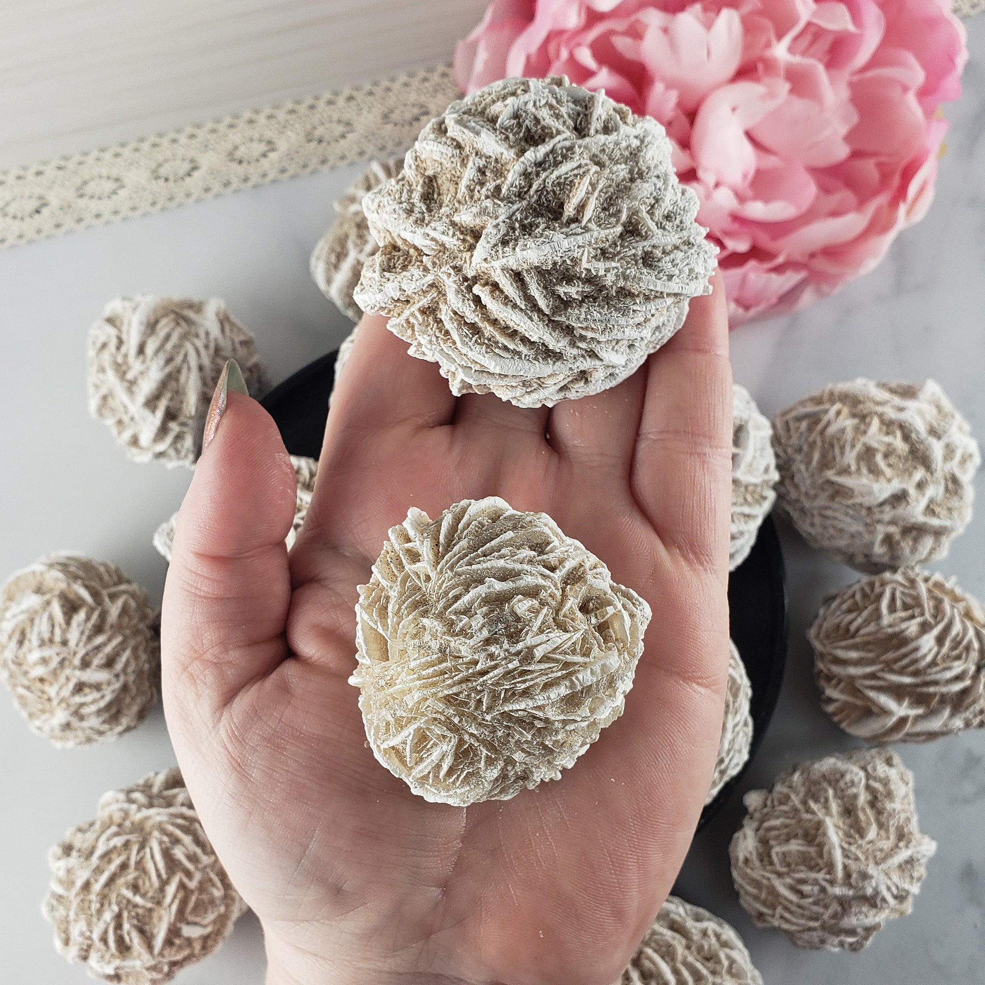 Desert Rose Selenite Crystal Cluster Rough Mineral Formation | Heat Treated - 3