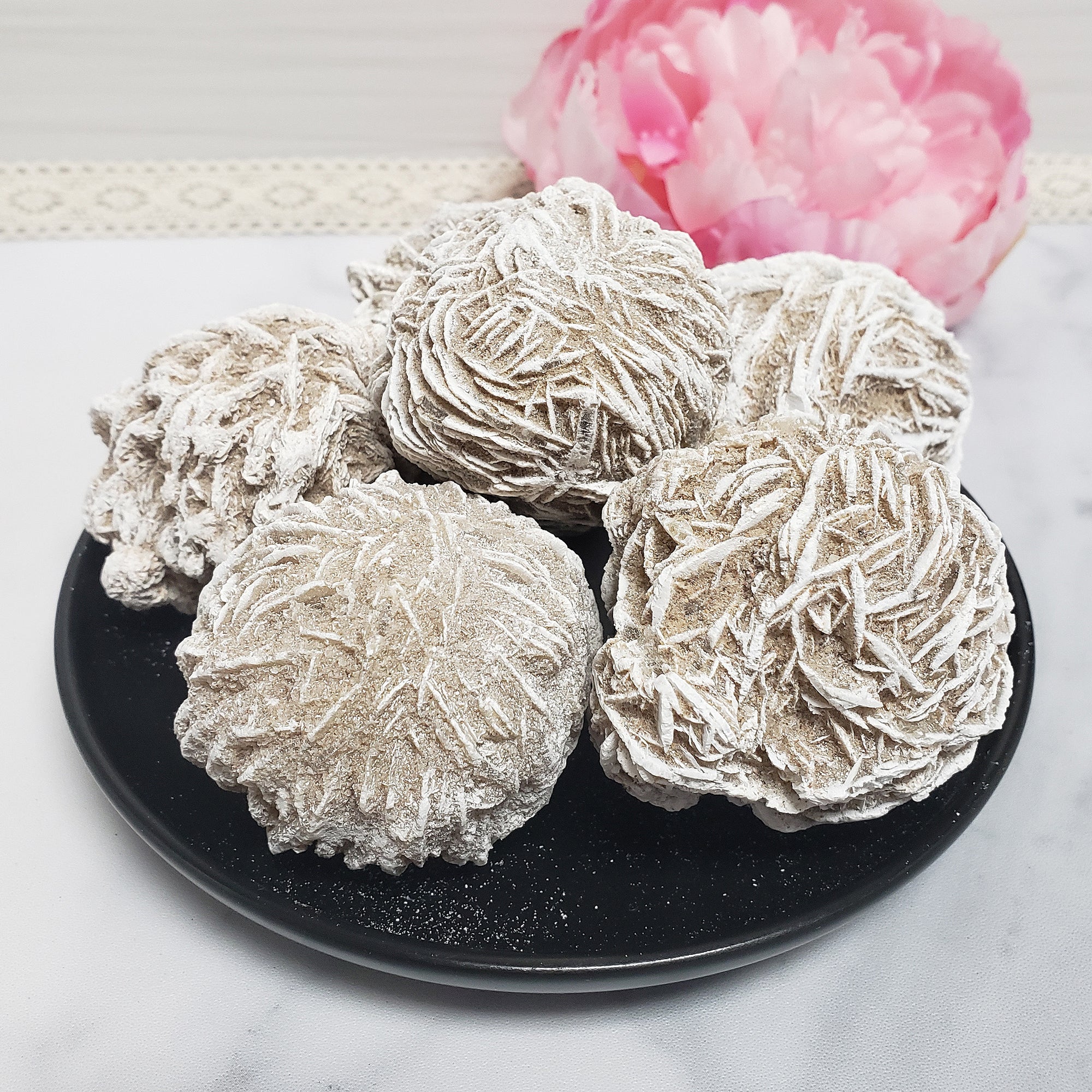 Desert Rose Selenite Crystal Cluster Rough Mineral Formation | Heat Treated - 9