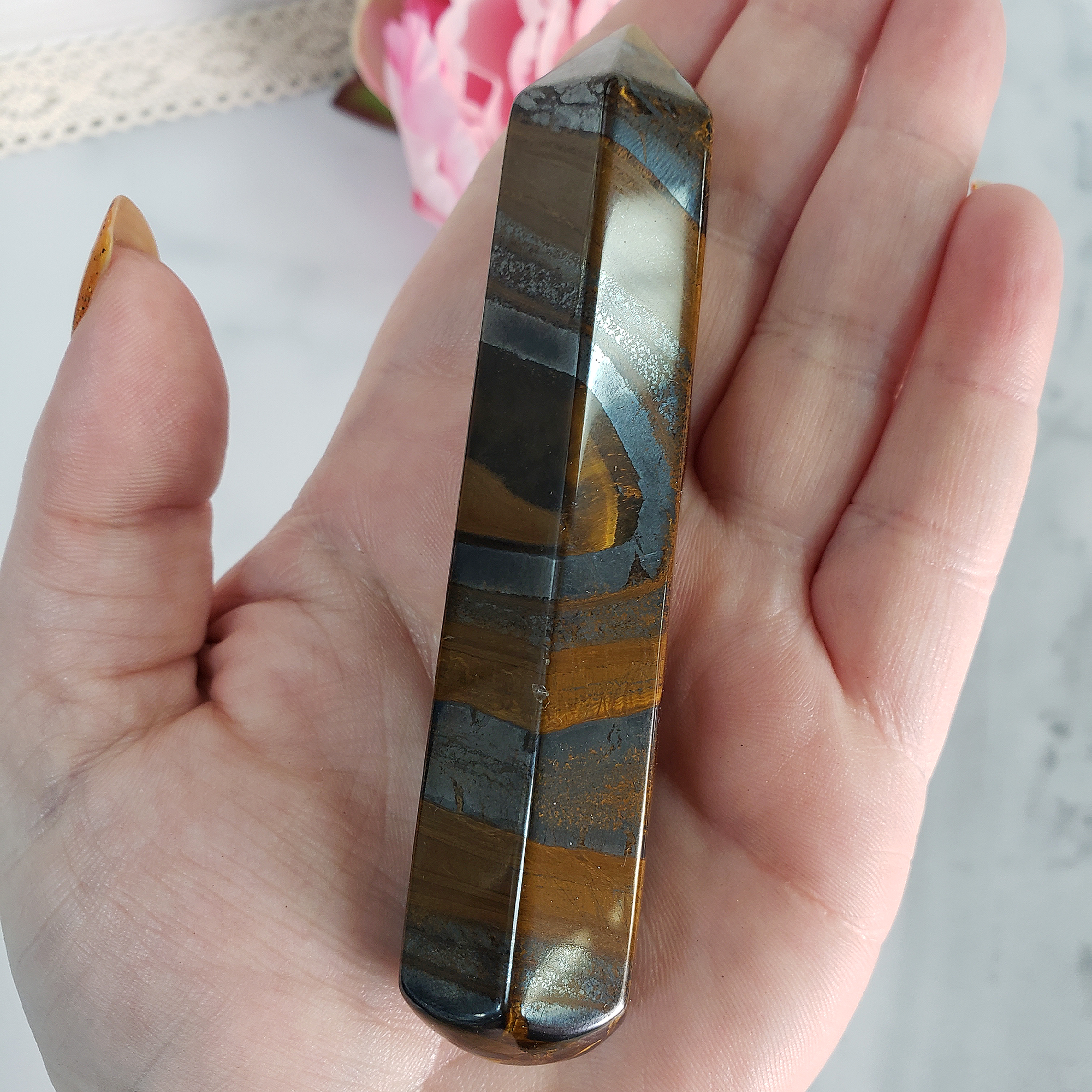 Unique Tiger Iron Hematite Stone Natural Crystal Wand Massage Tool | East - 4